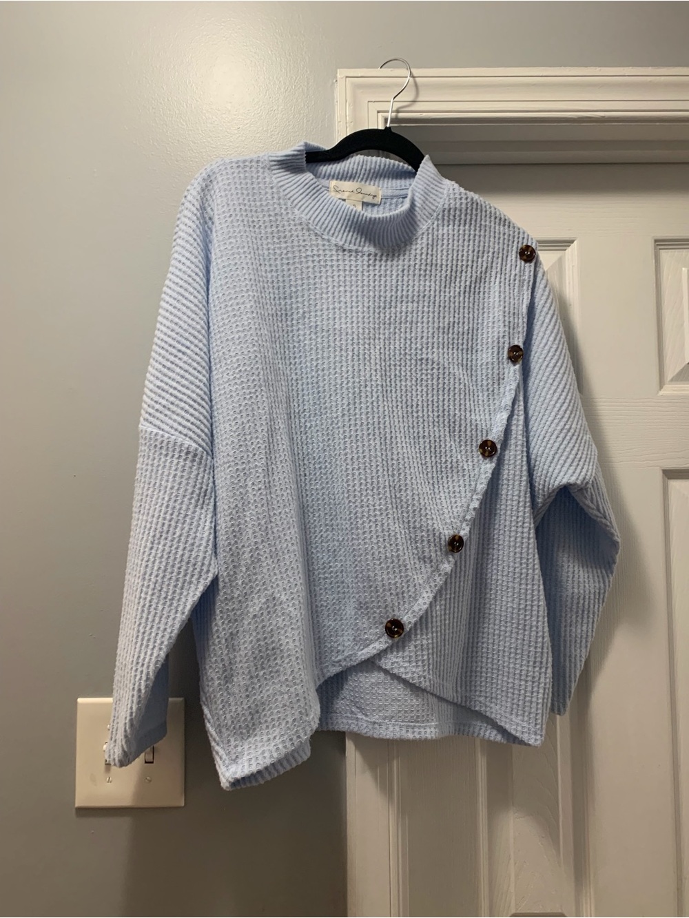 French Laundry Light Blue Ribbed Knit Top